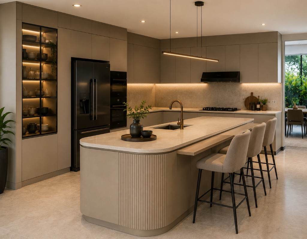 Taupe Fluted Island