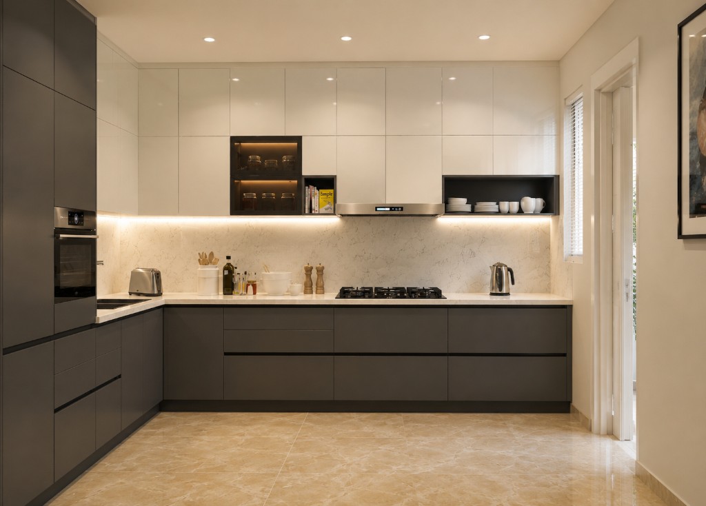 White charcoal acrylic kitchen