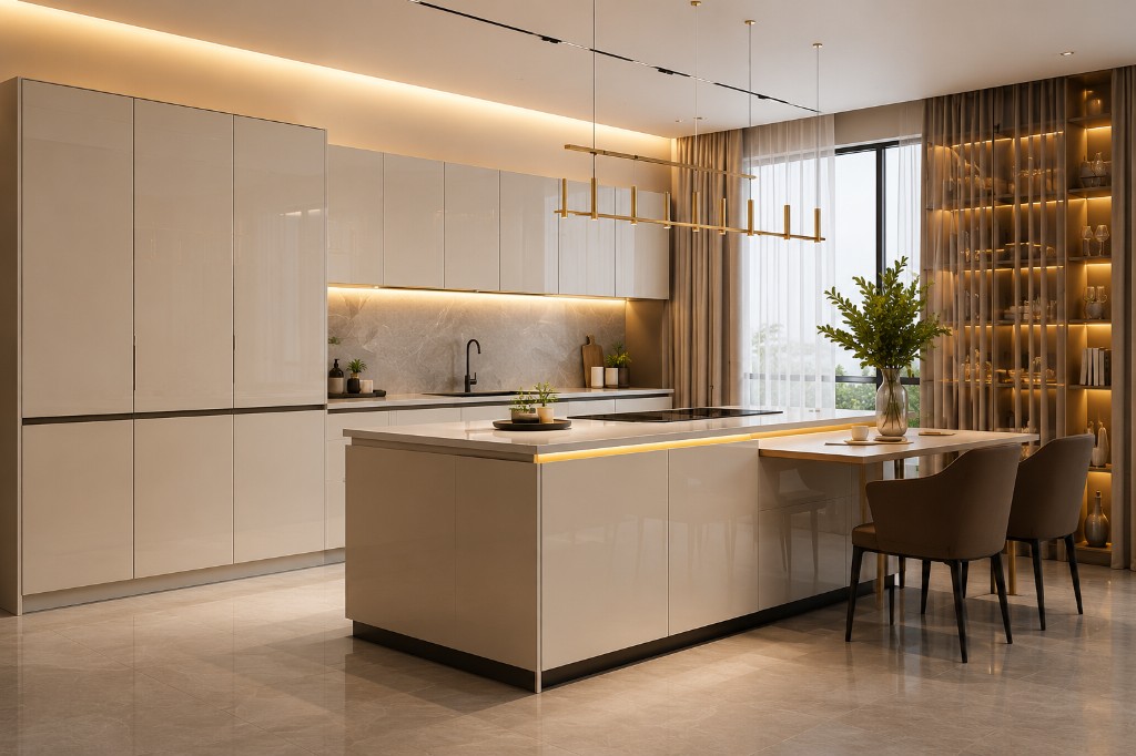 Cream acrylic dining kitchen