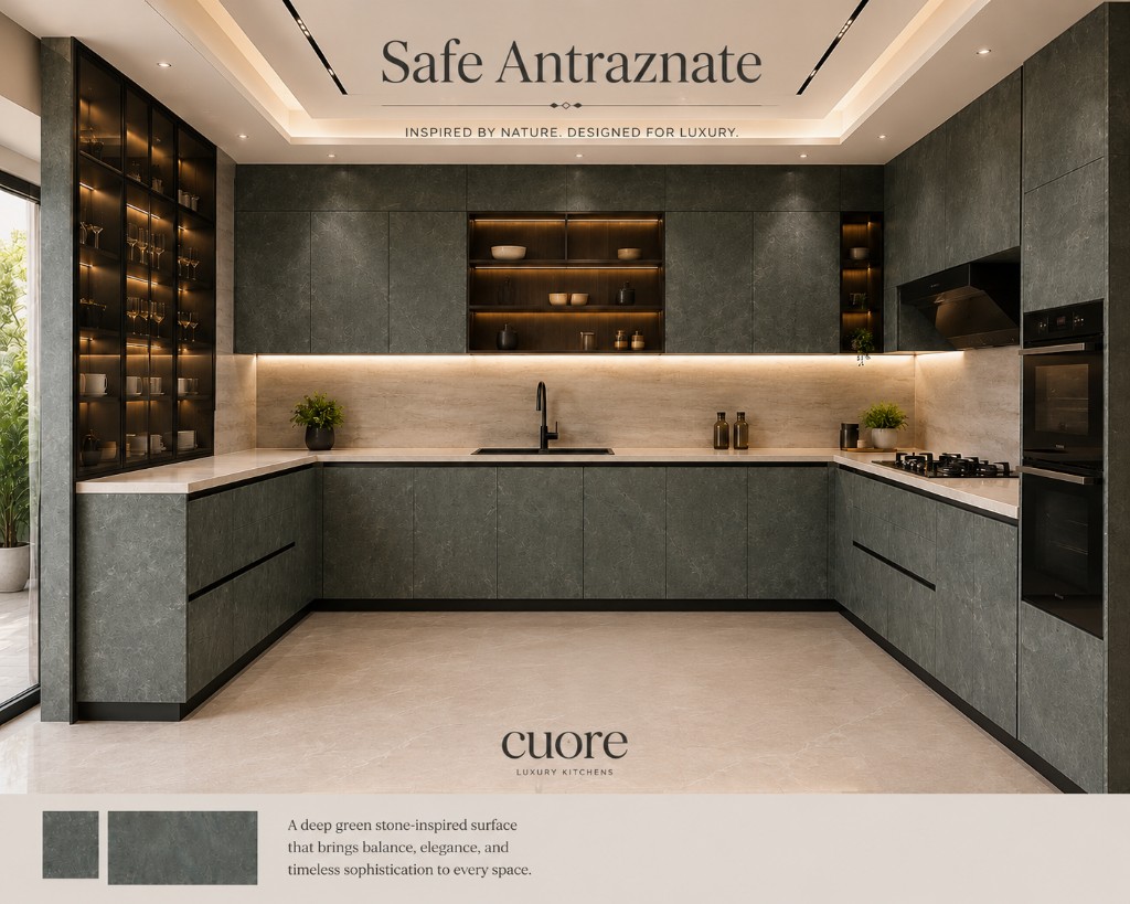 Safe Antraznate deep green ceramic kitchen
