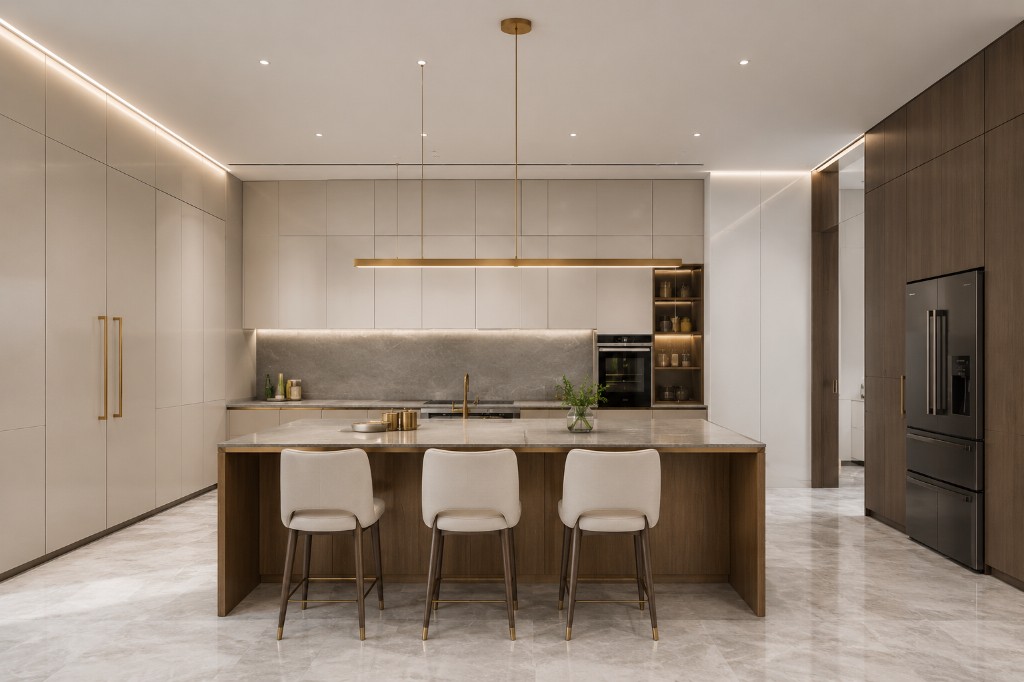 Ivory dark wood laminate kitchen
