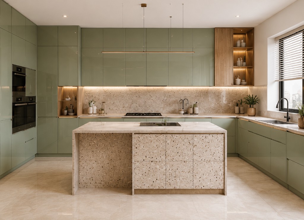 Sage terrazzo modern kitchen