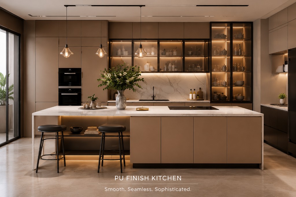 Warm PU island kitchen